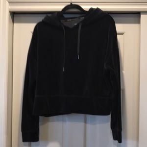 Calvin Klein performance black soft velvet cropped hoodie